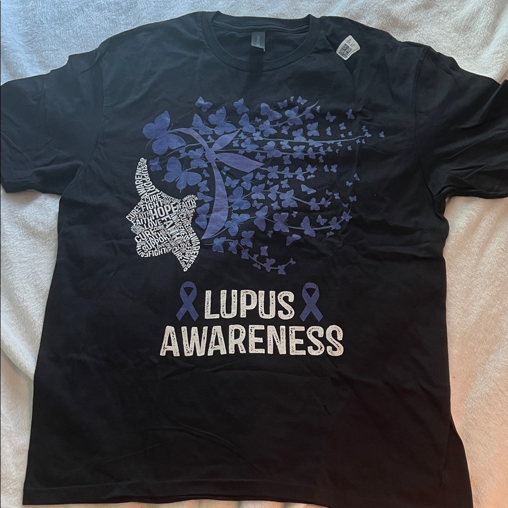 Lupus Awareness Black T-Shirt with Purple Design (Men’s L)